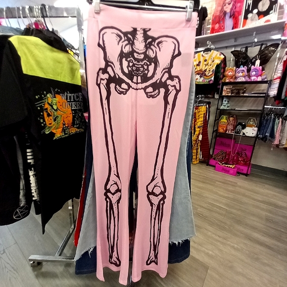 Killstar × Avril Lavigne NWOT sheer mesh kawaii goth sexy flared skeleton pants - Picture 7 of 8